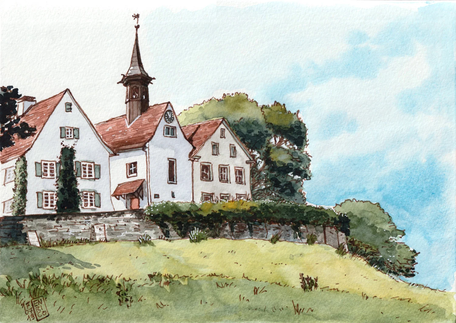 I always saw this place from the city below. One day I climbed the hill with my bike and I discovered that behind this houses there are cows (I pet them), open fields, and an astronomical observatory.