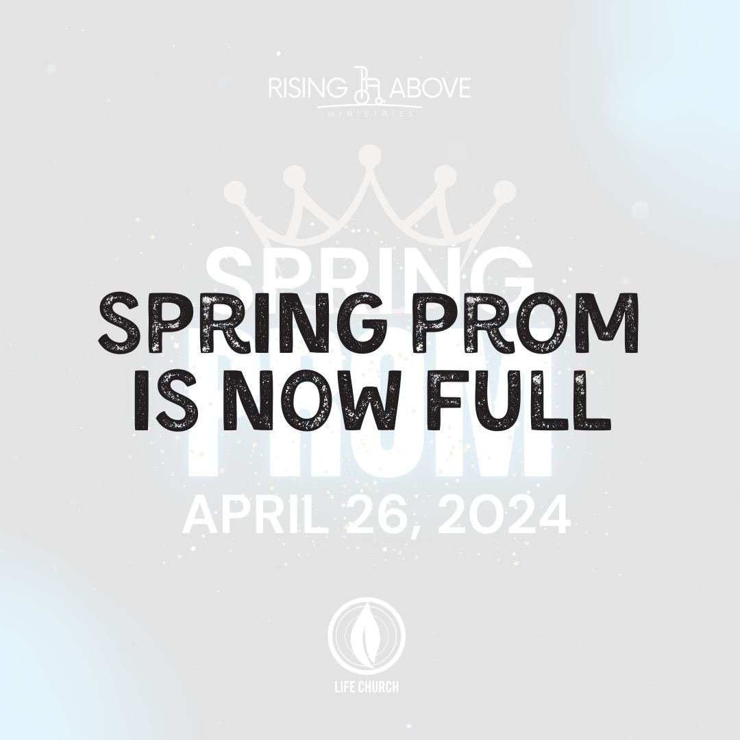 Hi local friends, we have reached capacity for the Spring Prom this year. If you are signed up, you will be receiving emails with pertinent details this week. 

If you are not signed up, please know that WE WILL NOT BE ALLOWING STANDBY ENTRIES this y