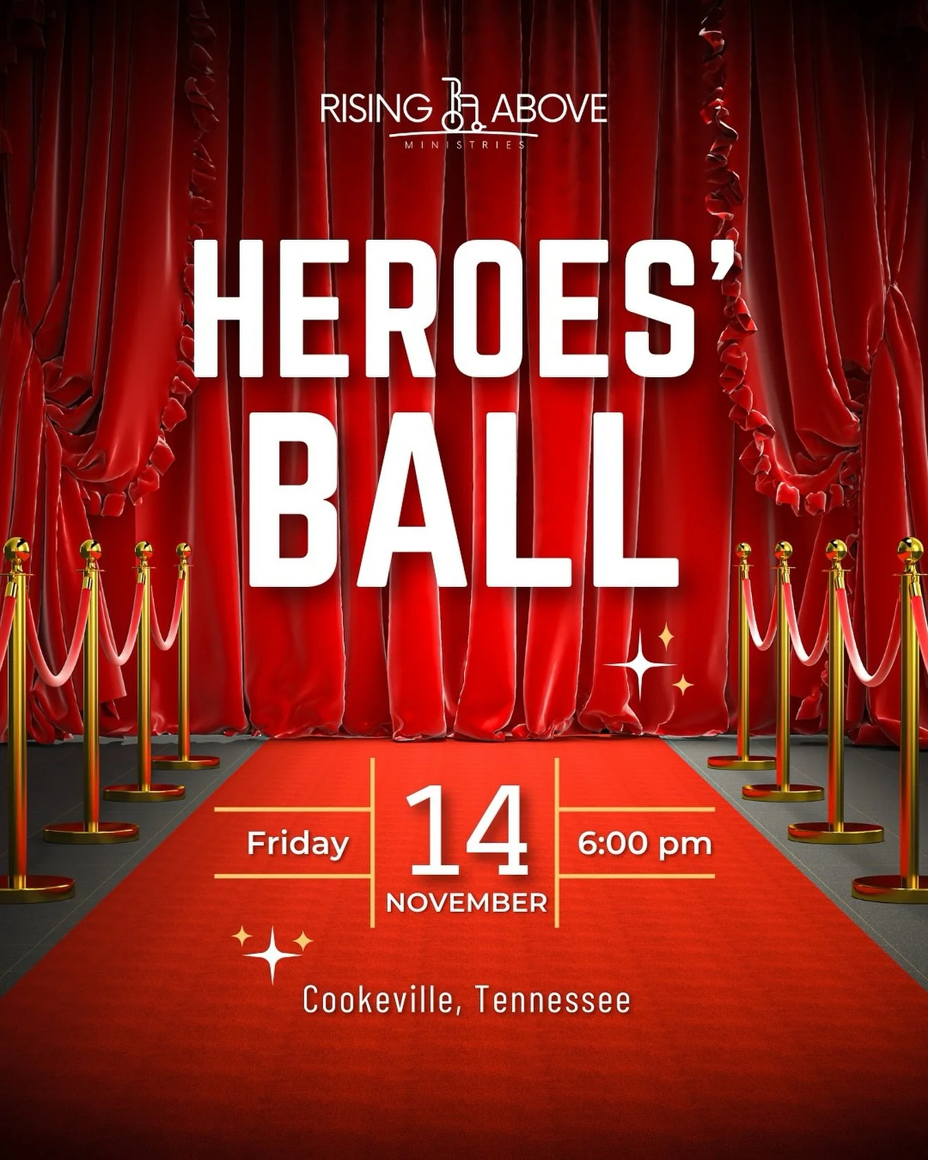 Don't miss your chance to sign up and join us for Heroes' Ball. Special-needs families in the Upper Cumberland (TN) area, this event is for you! Enjoy a night of fun, red carpet, a delicious meal, and dancing! 

Sign up here: https://docs.google.com/
