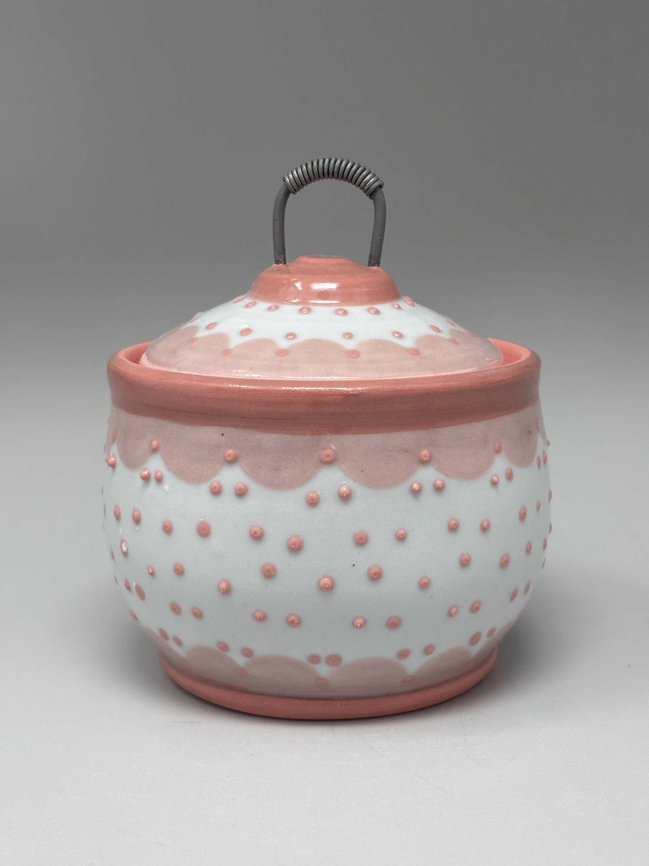 Pink Dotted Lidded Jar