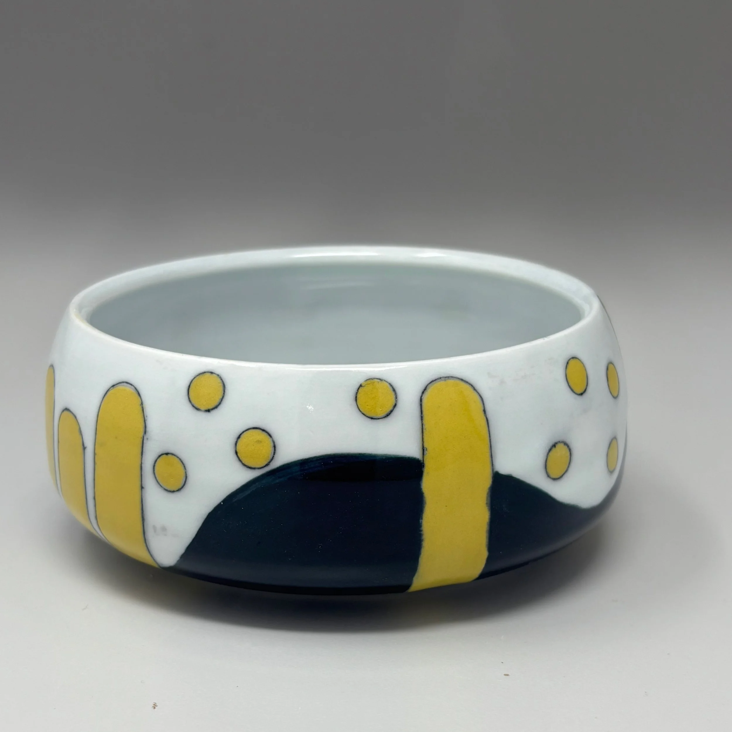 Soup Bowl, Black & Yellow Decoration