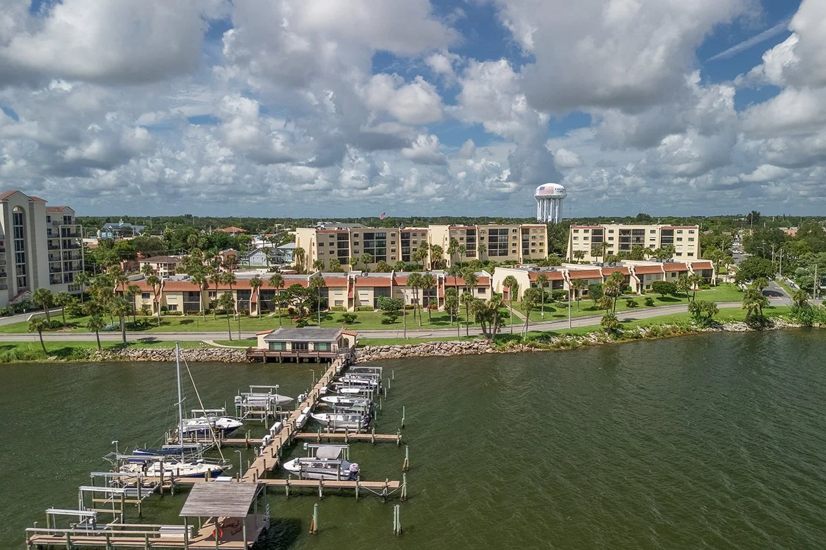 Waterfront dock at 115 River Drive Condominiums, Cocoa FL