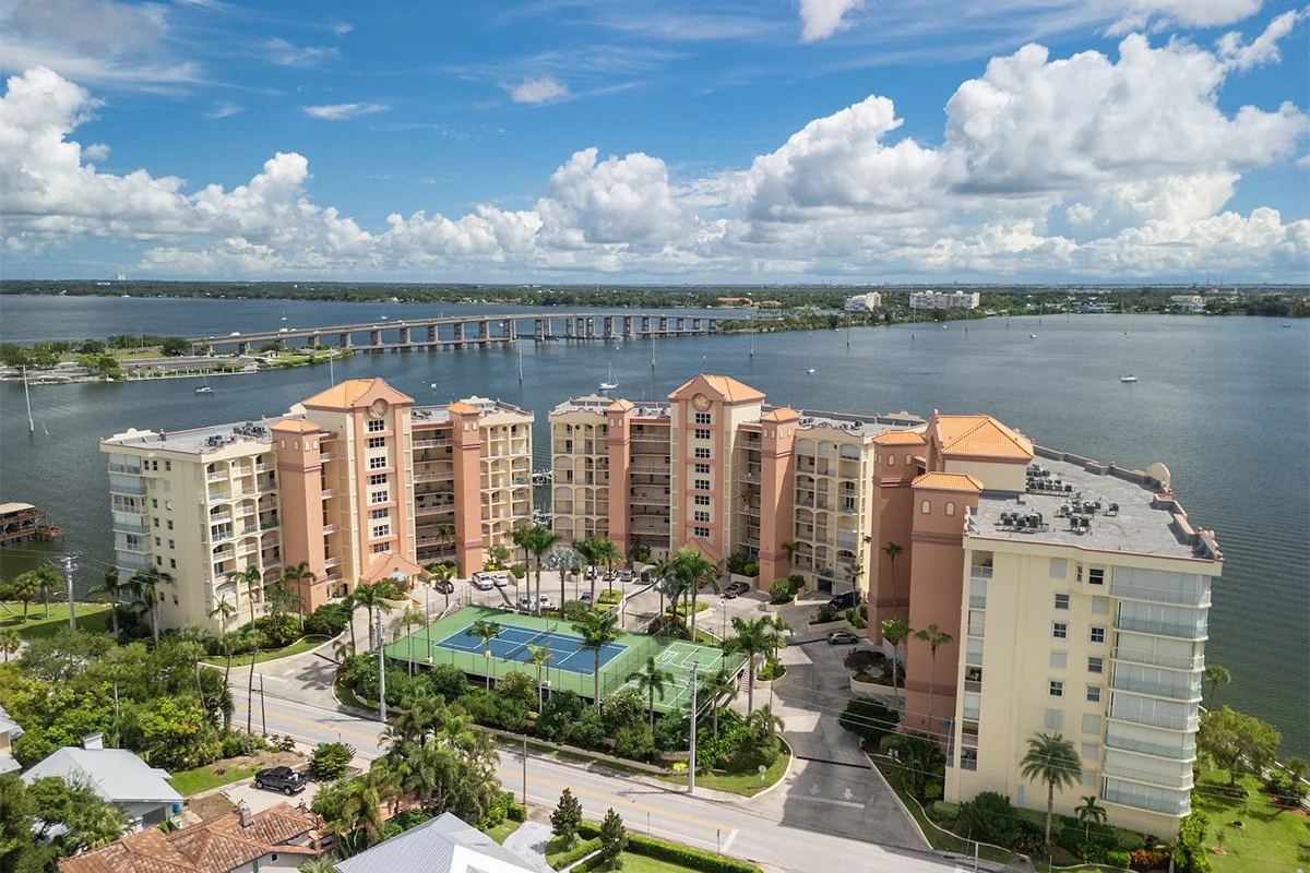 Aerial and tennis courts at Oleander Pointe, Cocoa