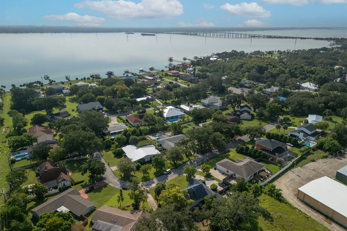 Overhead photo of Brookhill homes and streets in Cocoa FL