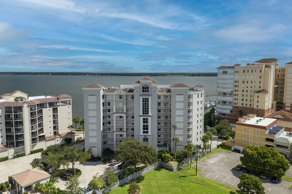 Overhead view of Whitley Bay West Condos on Indian River, Cocoa FL
