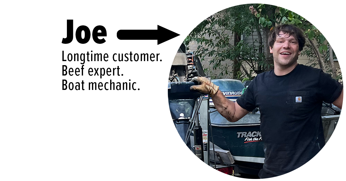 Longtime customer Joe working on repairing his boat