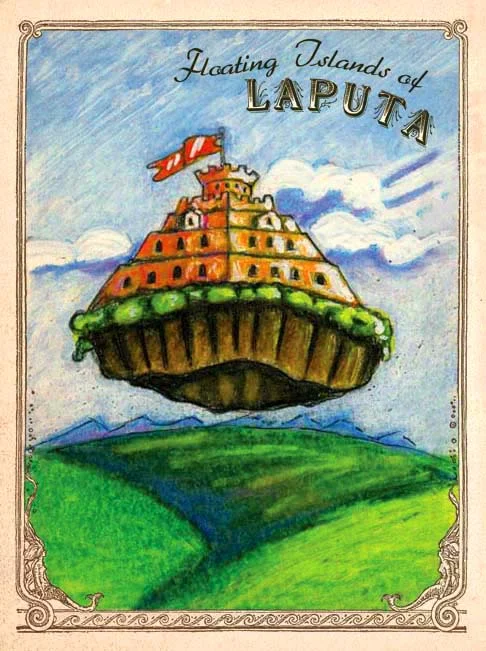 illustration of floating islands of laputa