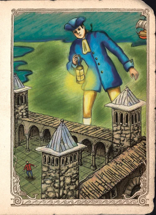illustration of lilliput and Gulliver