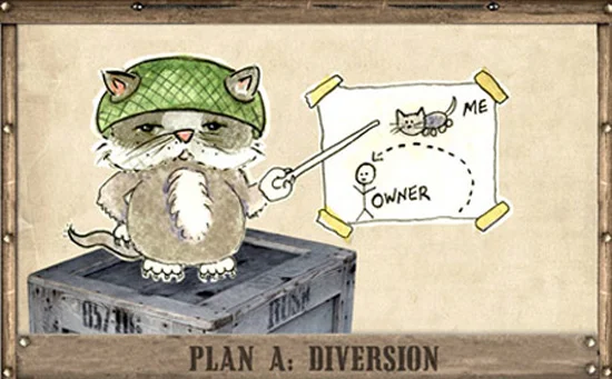 Kitty Attack Blog original 2008 website design featuring hand-illustrated health insurance campaign with General Grover Cleveland cat character