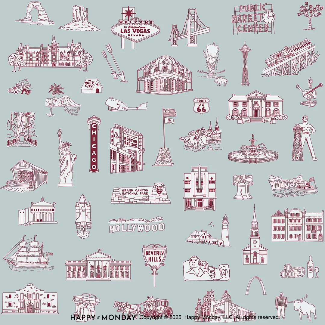 HappyMonday_USA Landmarks_12x12repeatingpattern_cranberryslate-01.jpg