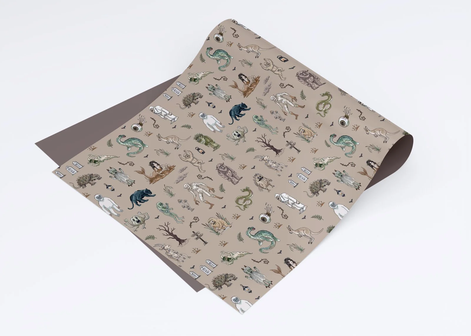Indiana Cryptid Surface Pattern on Wrapping Paper