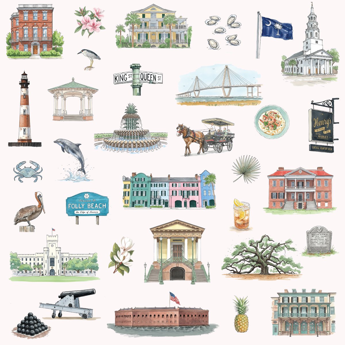 Charleston Surface Pattern: Place-Based Illustration for Licensing