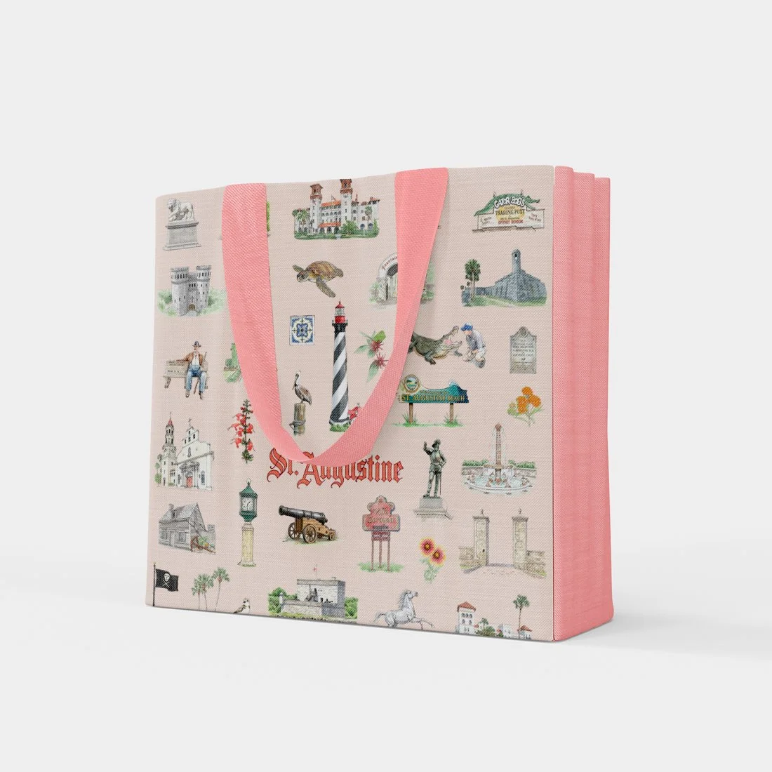 canvas tote bag with repeat surface pattern