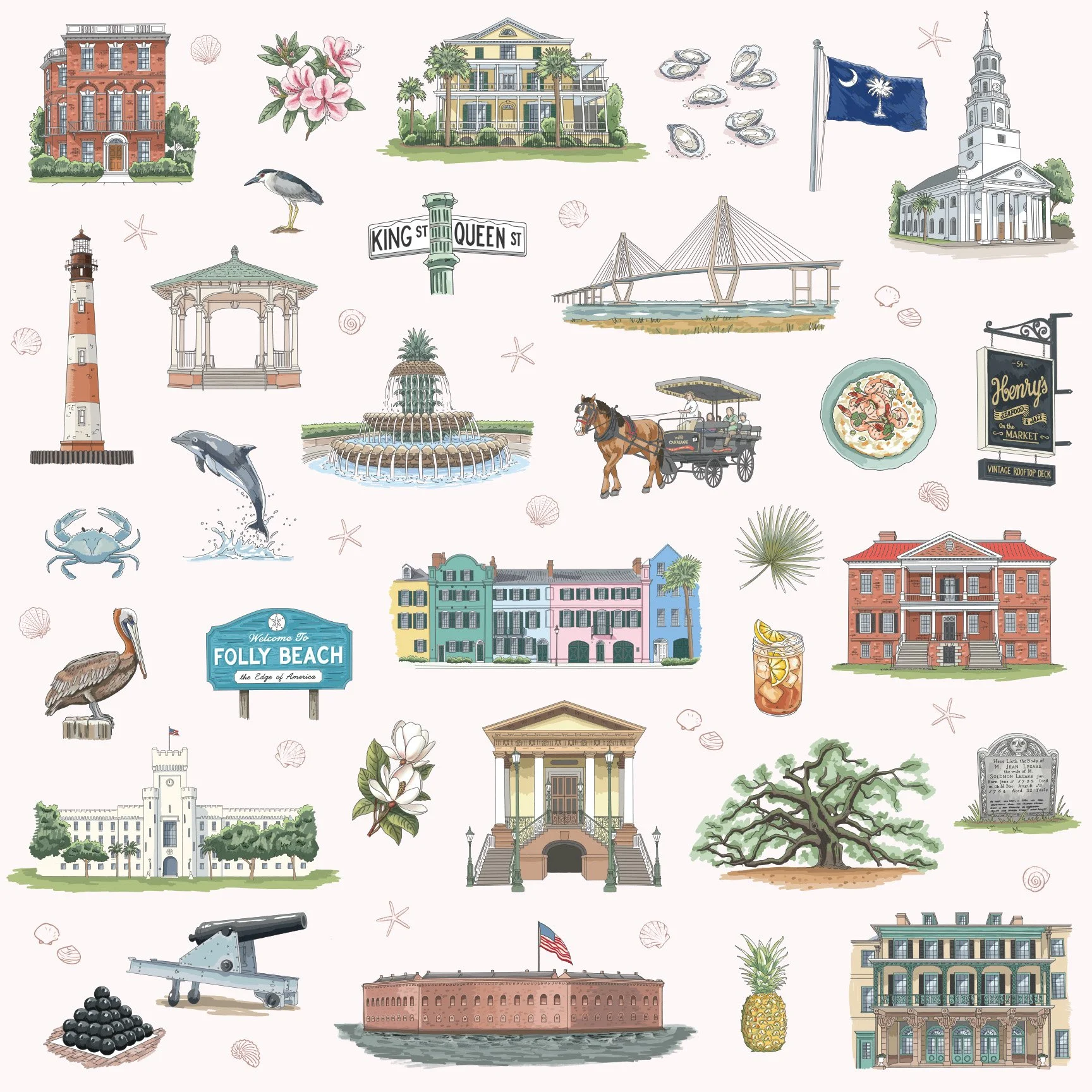 Charleston Surface Pattern: Place-Based Illustration for Licensing