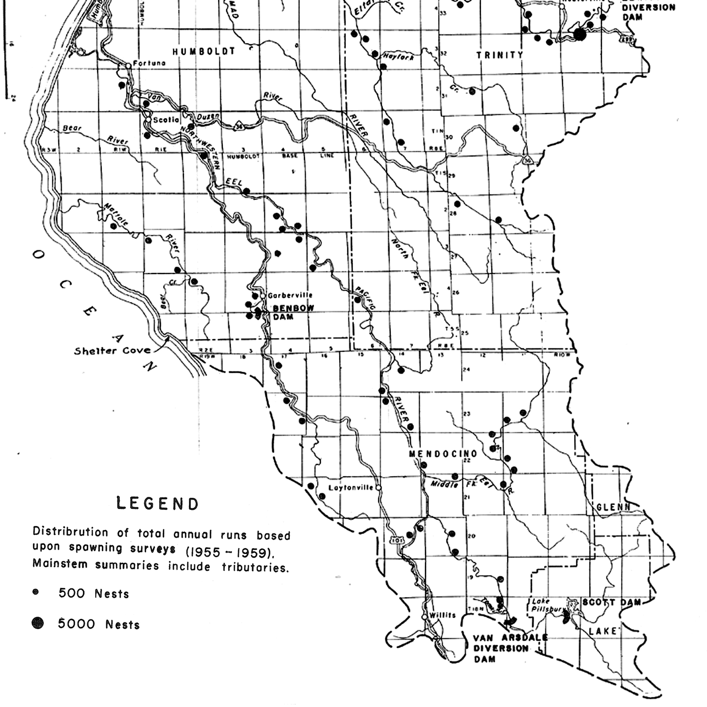 USFWS (1960) Eel River Redd Map