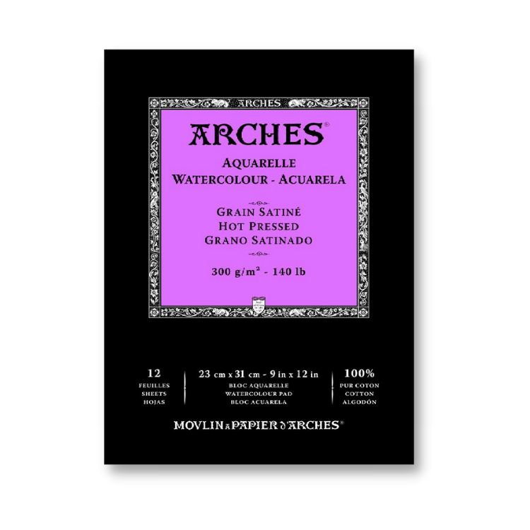 Aquarelle Watercolour Paper Pad, N. White HP 9X12" 140lb