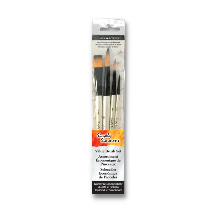 Simply Simmons Short-Handle Brush Set, Watercolor (4pc)