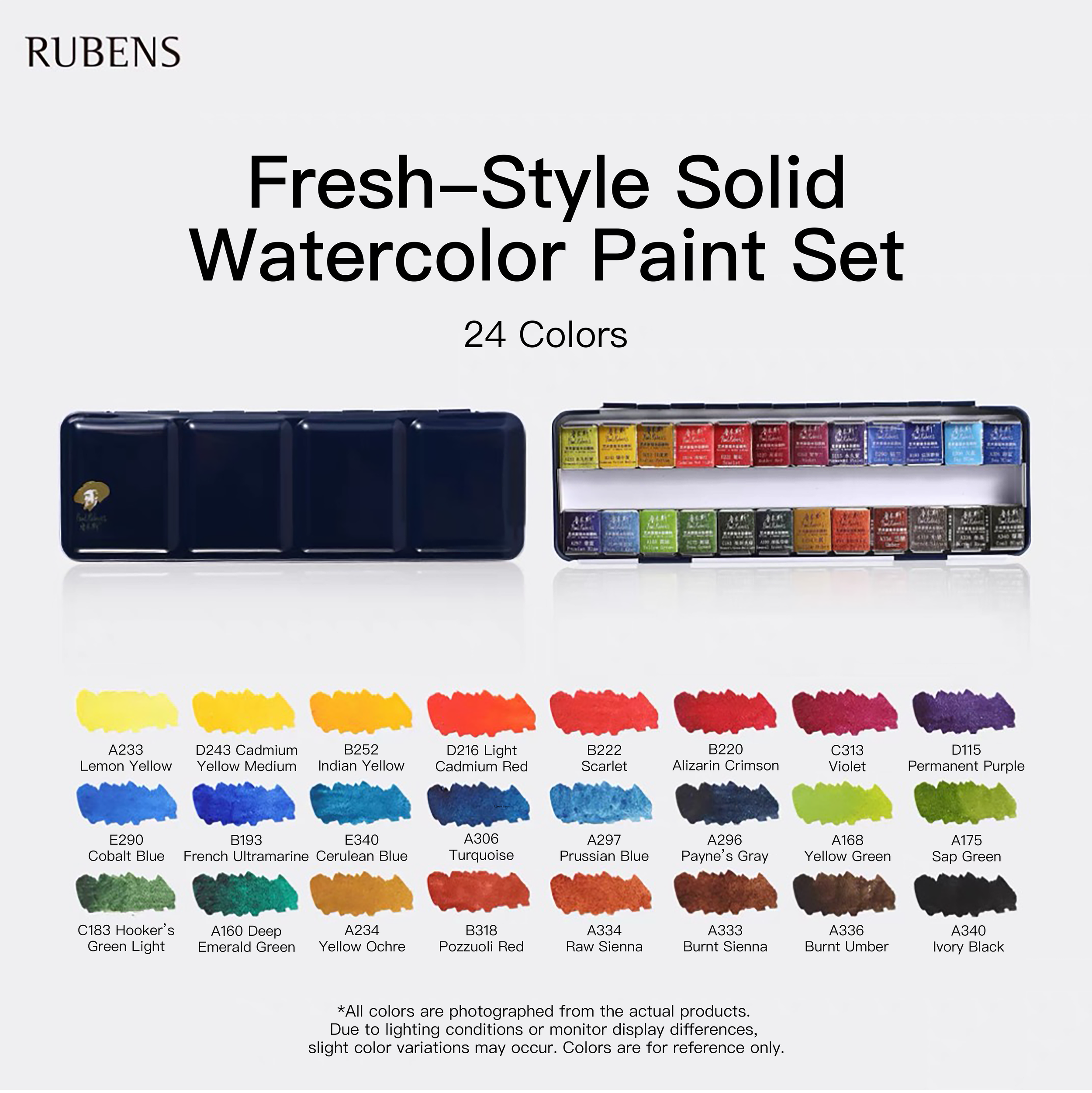 Rubens Watercolor Set, 24 Cubes