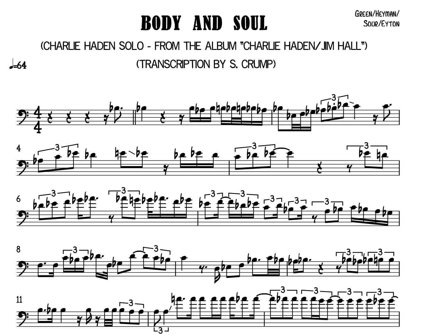 Transcription - Charlie Haden - Body and Soul
