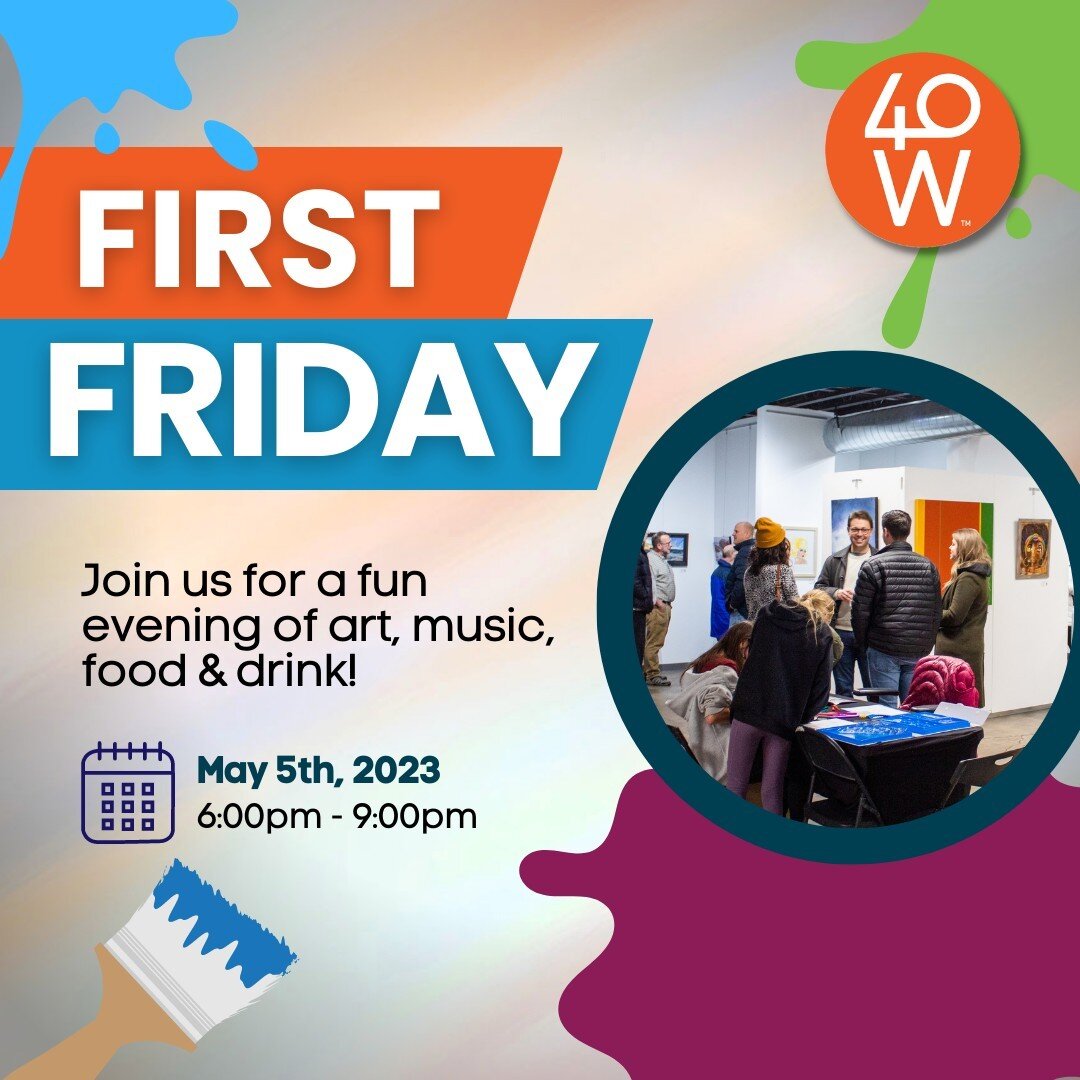 First Friday alert!🙌 Join us! All galleries, studios and creative businesses will be open to the public with tons of art happenings including new exhibitions, live music, food &amp; drink and more. See you this Friday May 5th!