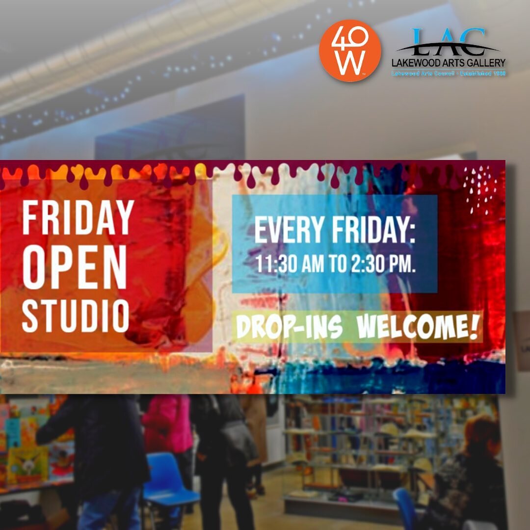 Friday open studio today  at @lakewoodarts! 🎨 
From 12 pm to 3 pm a group of artists get together in the LAC classroom to work on art surrounded by a supportive and knowledgeable group.  Join us for a fun time!😁