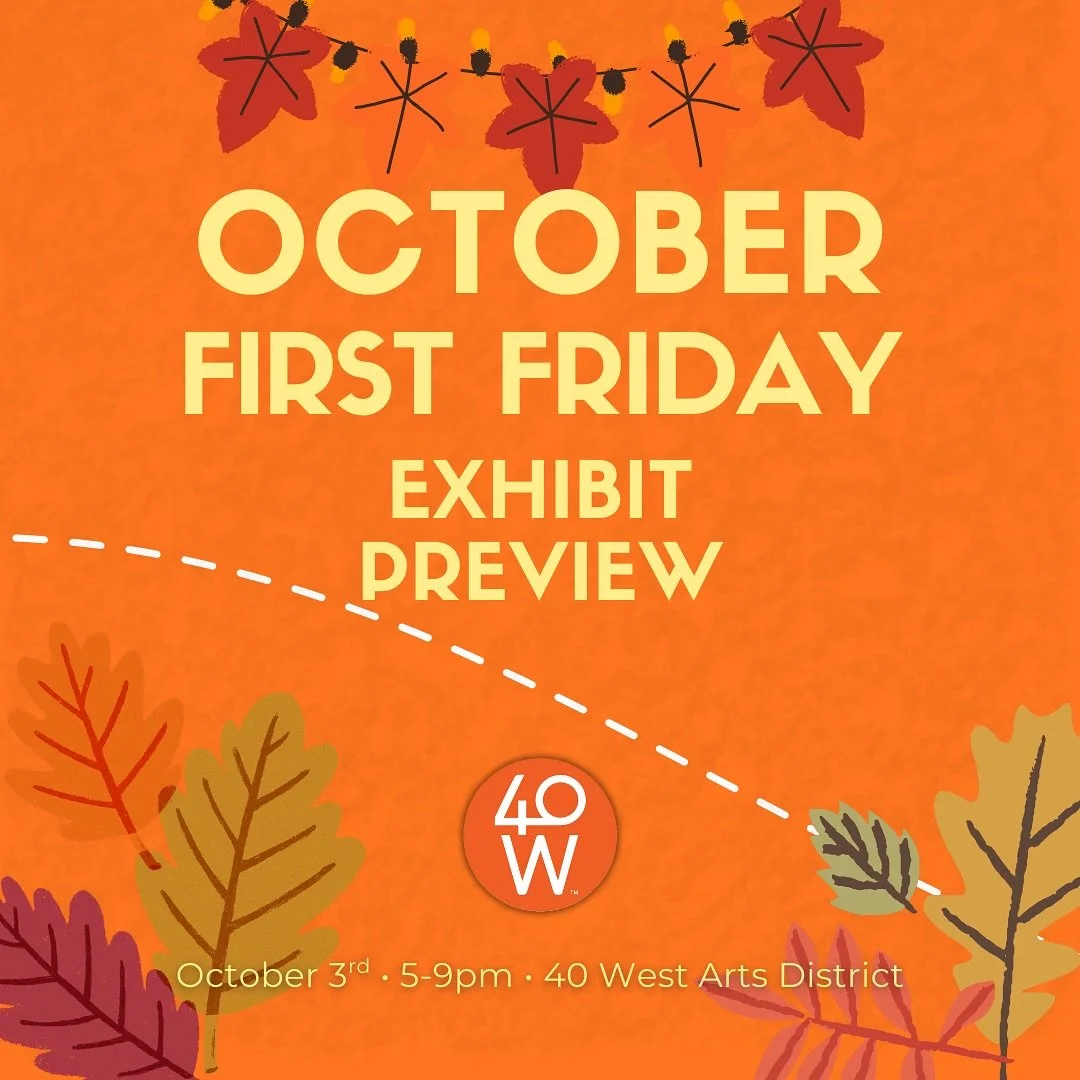 First Friday is back - Oct 3! 🎉
 New exhibits open across the district, from layered landscapes and time tracks to red-thread lineages, botanicals, and meditations on what remains. 

Come meet the artists, explore the work, and make a night of it!

