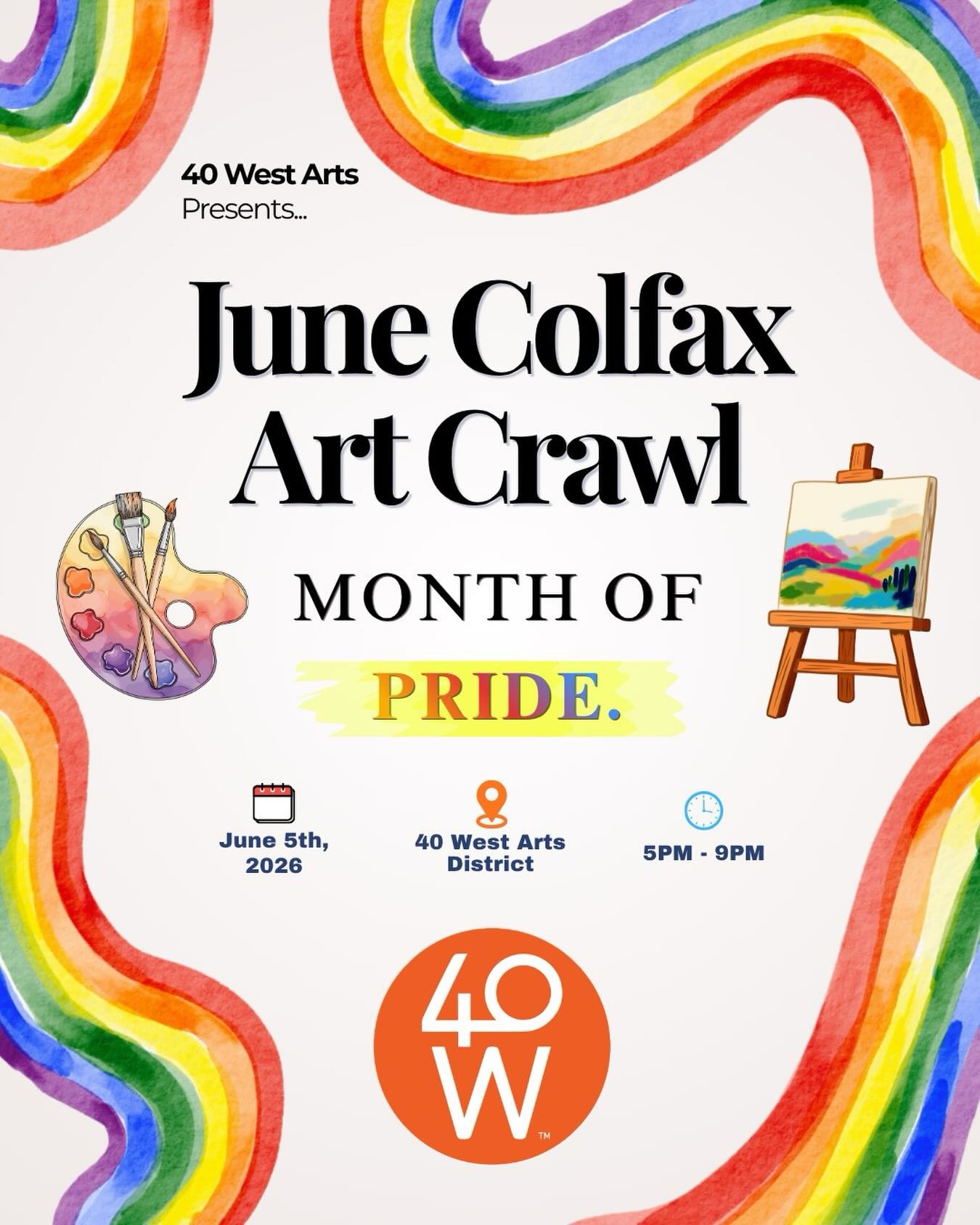 Art. Pride. Community.🧡🌈

The June Colfax Art Crawl is a celebration of Pride Month and we want you there. Galleries open, good vibes guaranteed and a whole district full of new art, ready to welcome you in.
Come out and celebrate with us on June 5