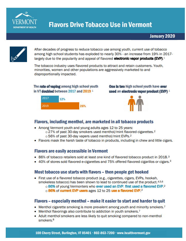 PACE &amp; other data on flavored tobacco