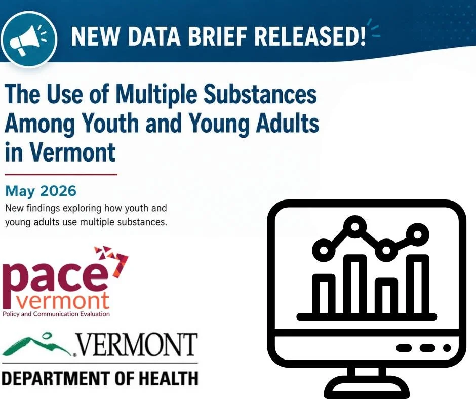 The Use of Multiple Substances Among Youth and Young Adults in Vermont data brief used Vermont Policy and Communication Evaluation (PACE) survey data to examine the use of 23 different substances or products among Vermont youth and young adults. 

Le