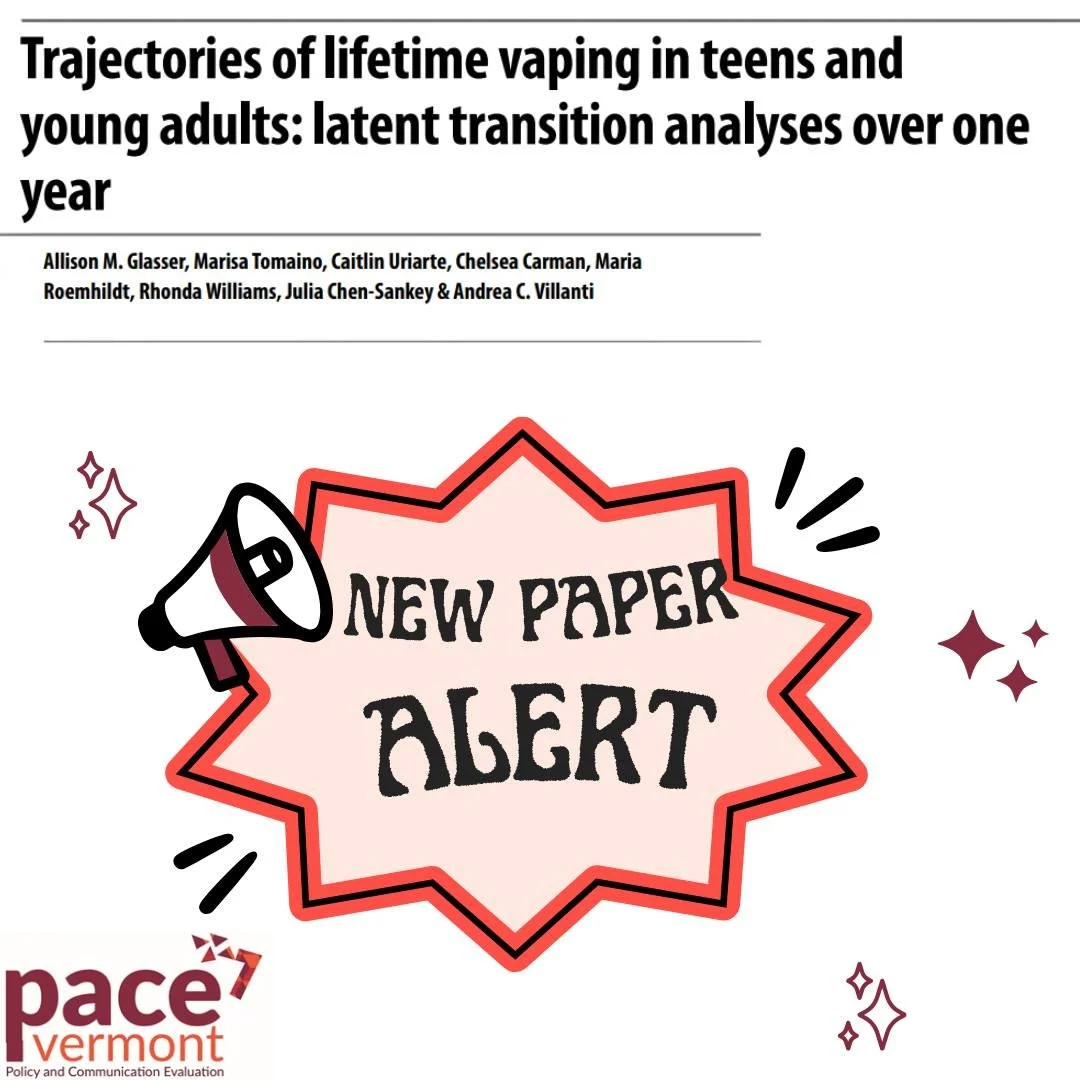 ❗️NEW PACE PAPER ALERT❗️

Check out our latest paper on trajectories of lifetime vaping in teens and young adults, including PACE participants! Find it under "PACE Publications" in the "Findings and News" tab: https://www.pacevt.o