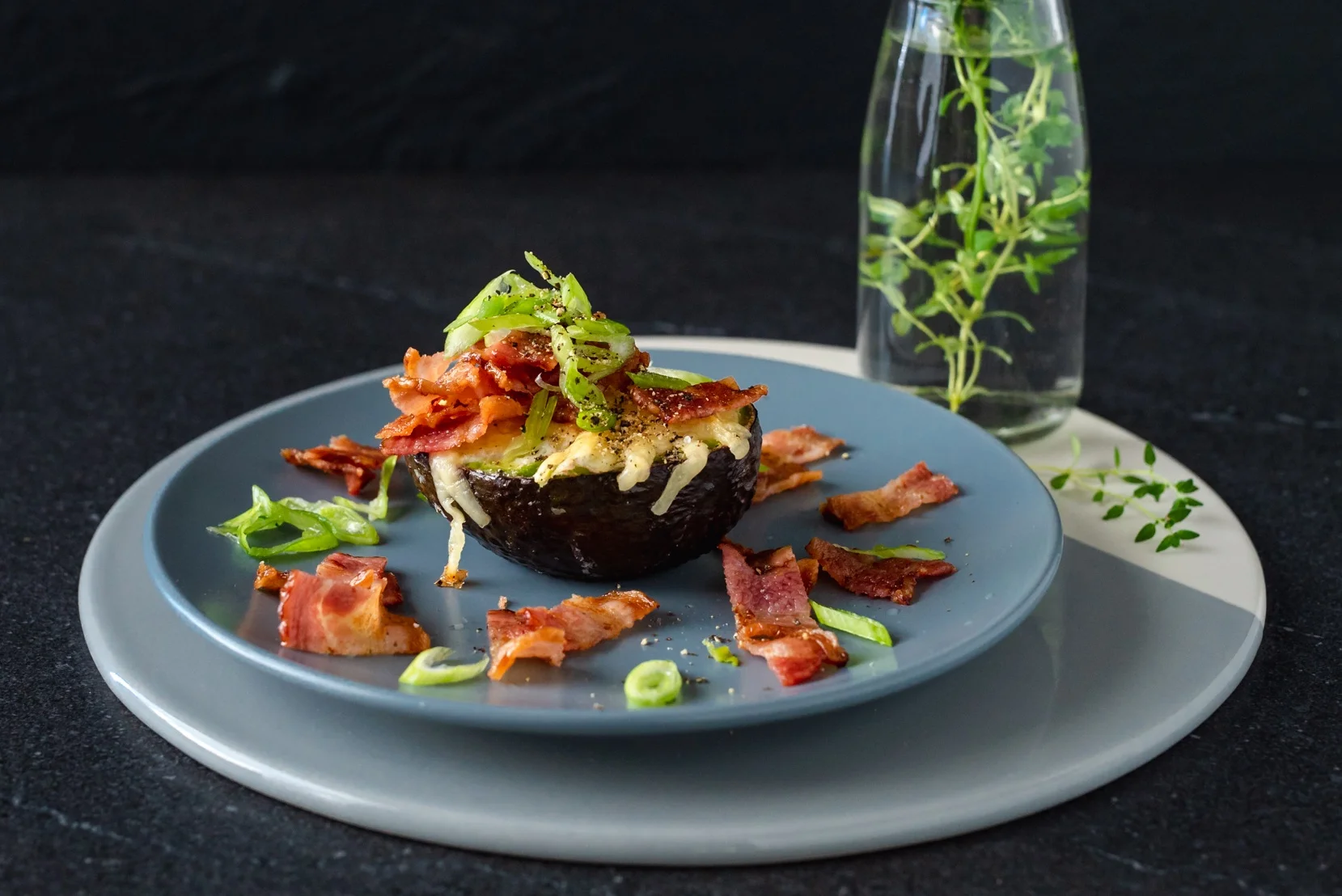 Baked Eggs in Avocado with Bacon