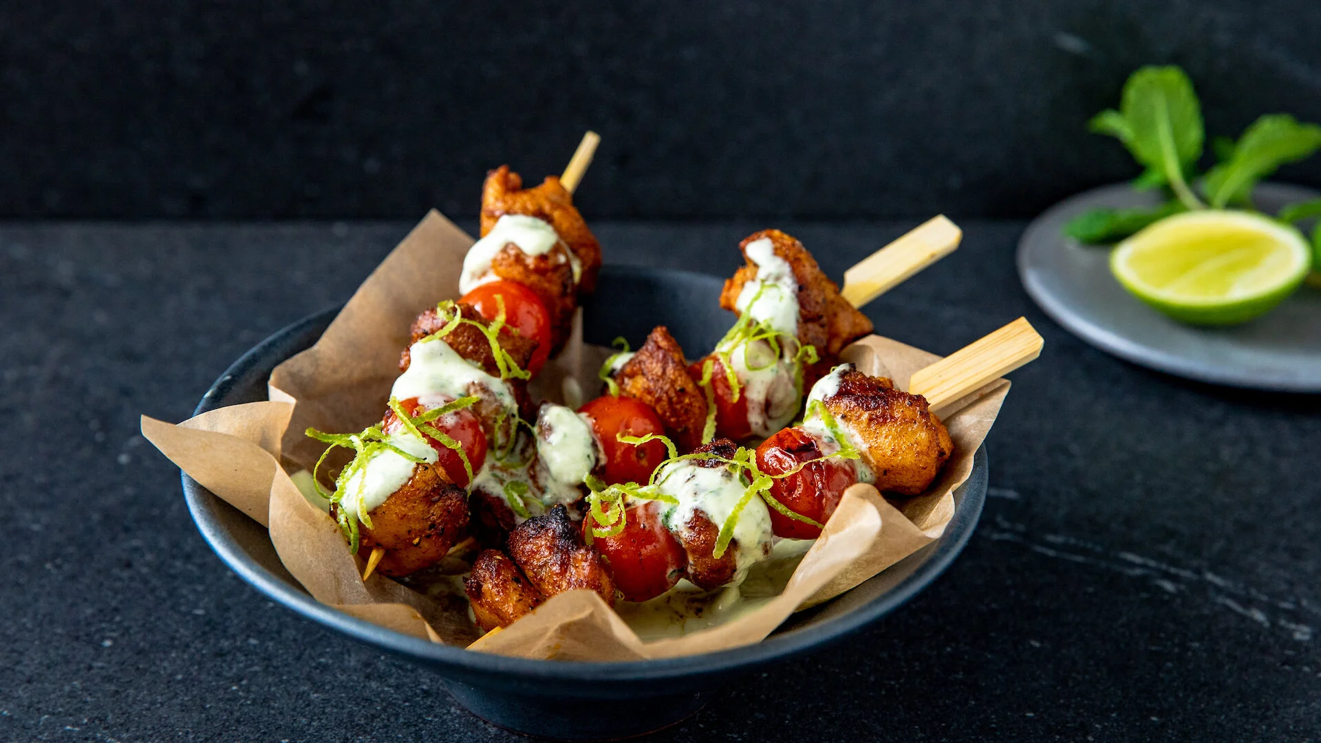 Curried Chicken &amp; Tomato Kebobs