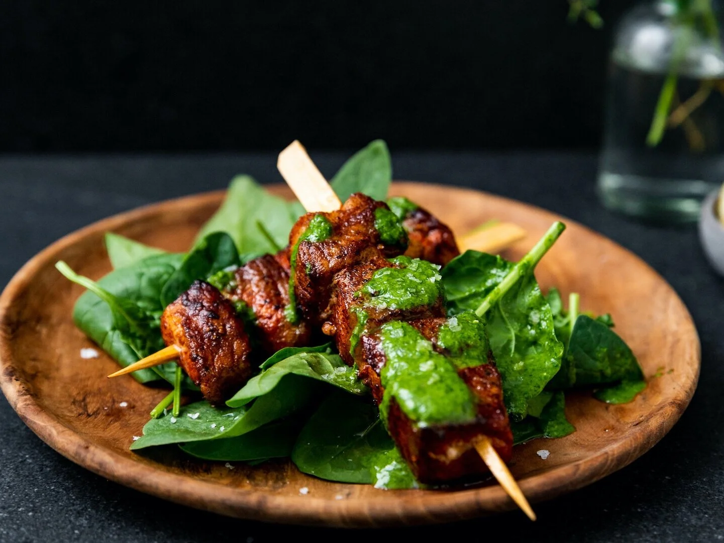 Smoked Paprika Pork Kebobs with Lemon Herb Sauce