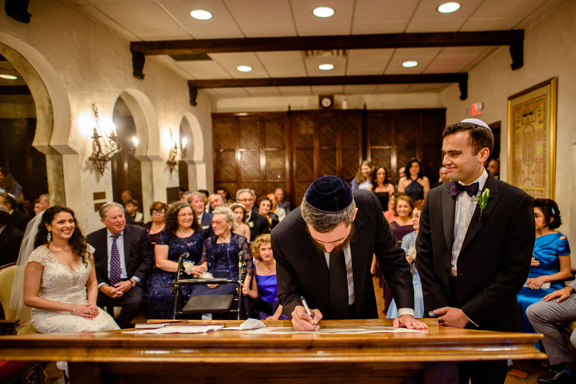 The Sephardic Temple wedding Ketubah signing