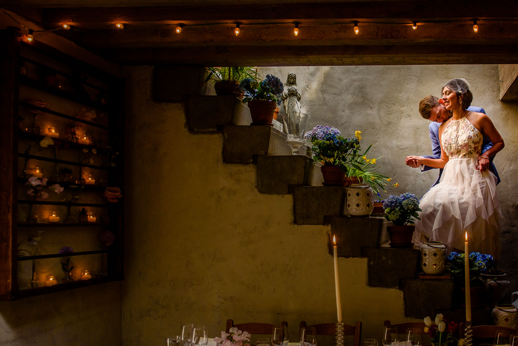 Palma Restaurant NYC Wedding bride and groom portrait