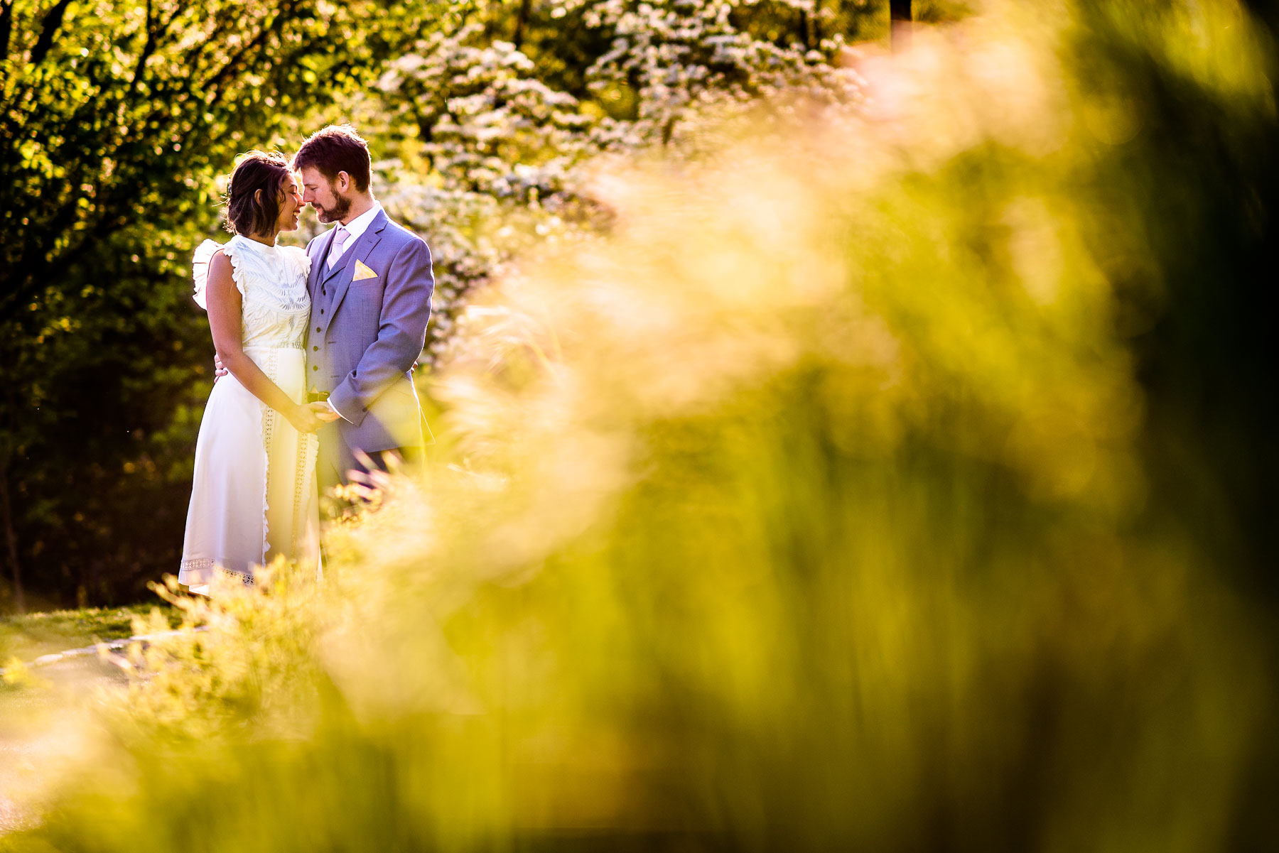 Central Park NYC Wedding bride and groom grass