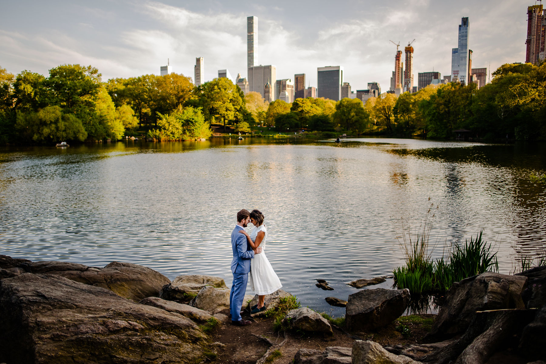 Central Park NYC Wedding lake manhattan view