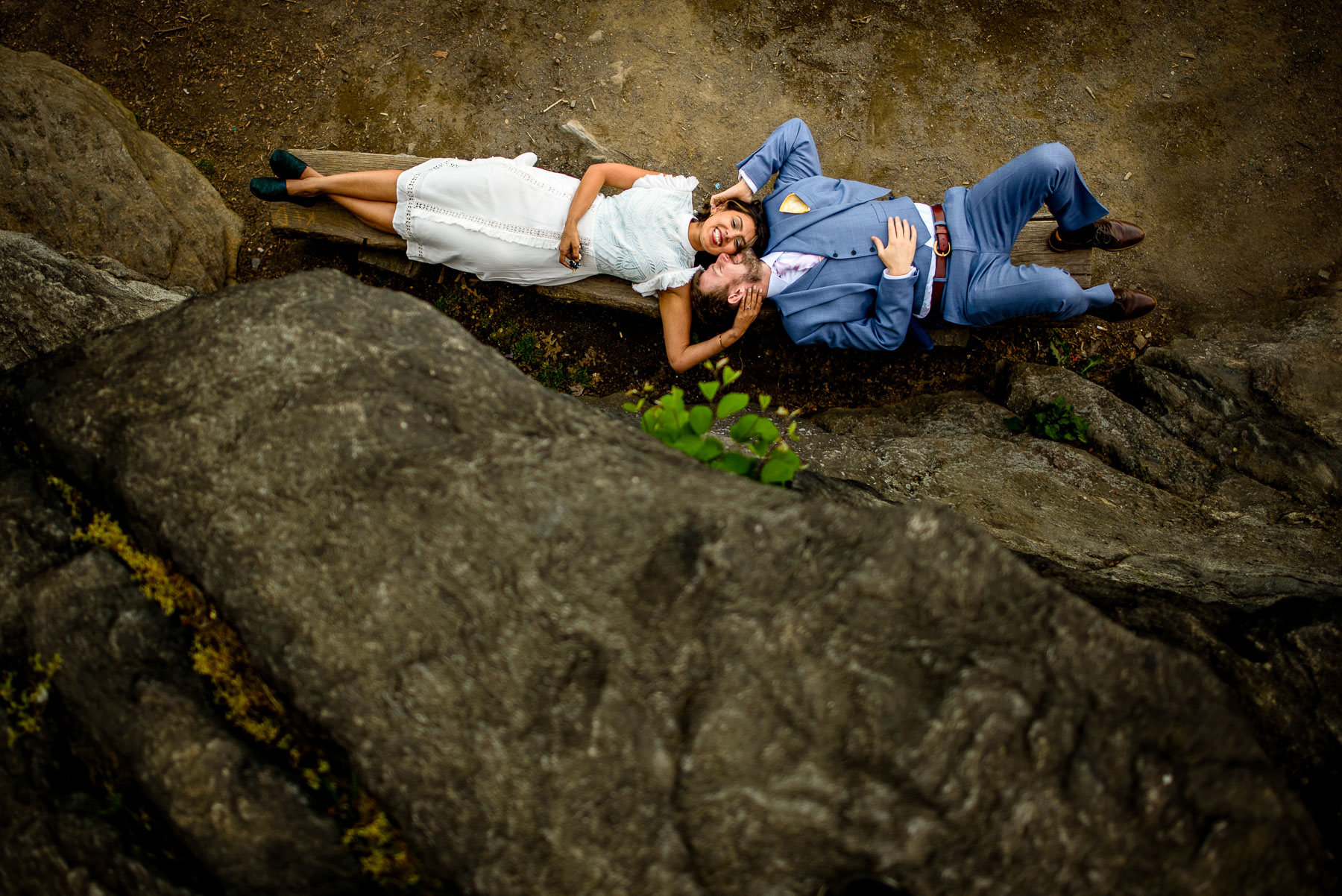 Central Park NYC Wedding on rocks