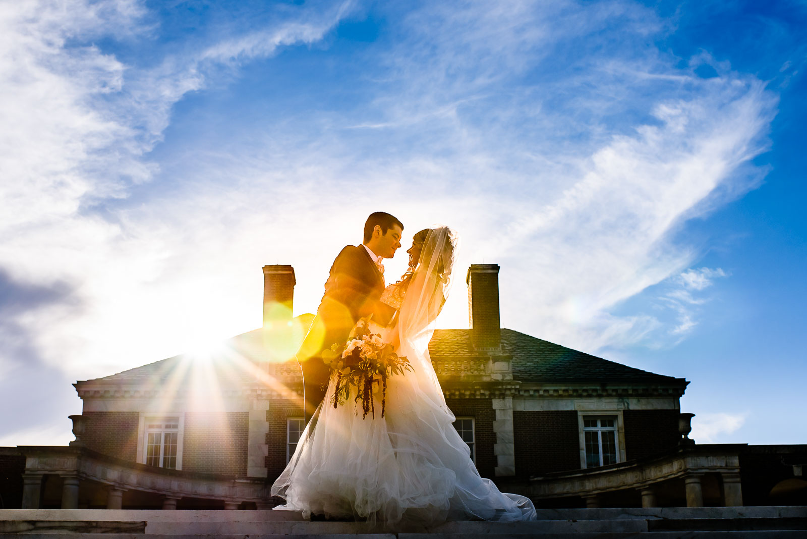 NYIT de Seversky Mansion Wedding bride and groom portrait