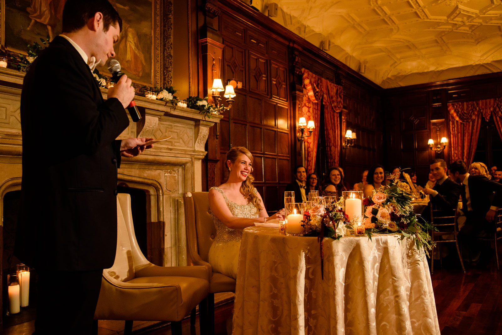 NYIT de Seversky Mansion Wedding groom gives a speech