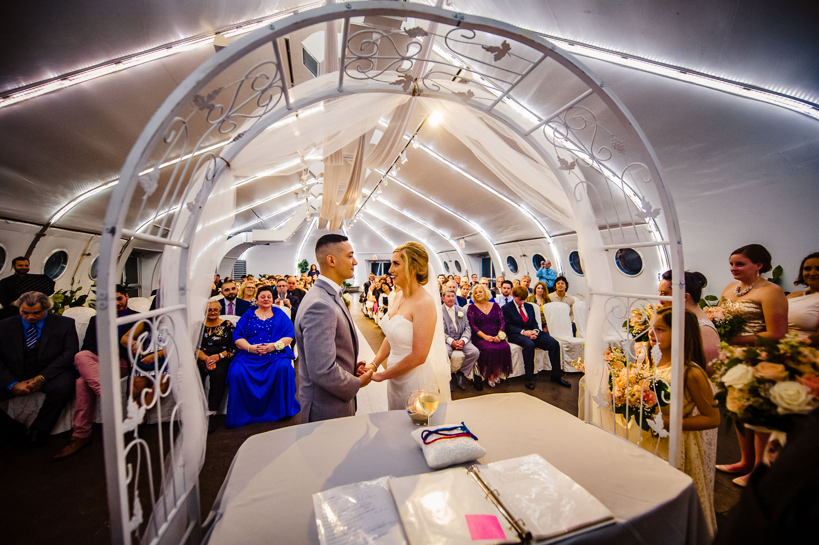 Wedding ceremony under tent