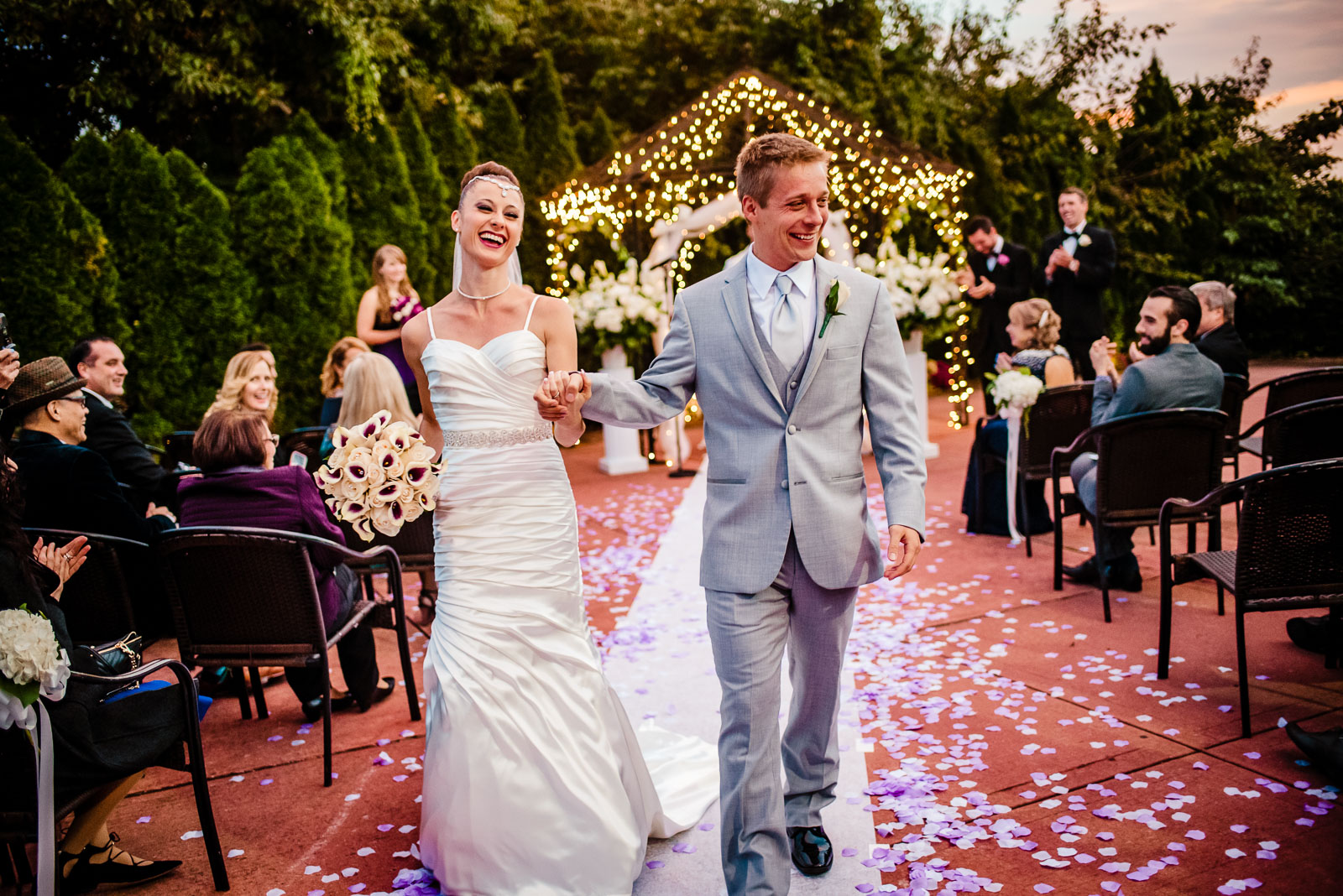 Bride and groom walk togather 