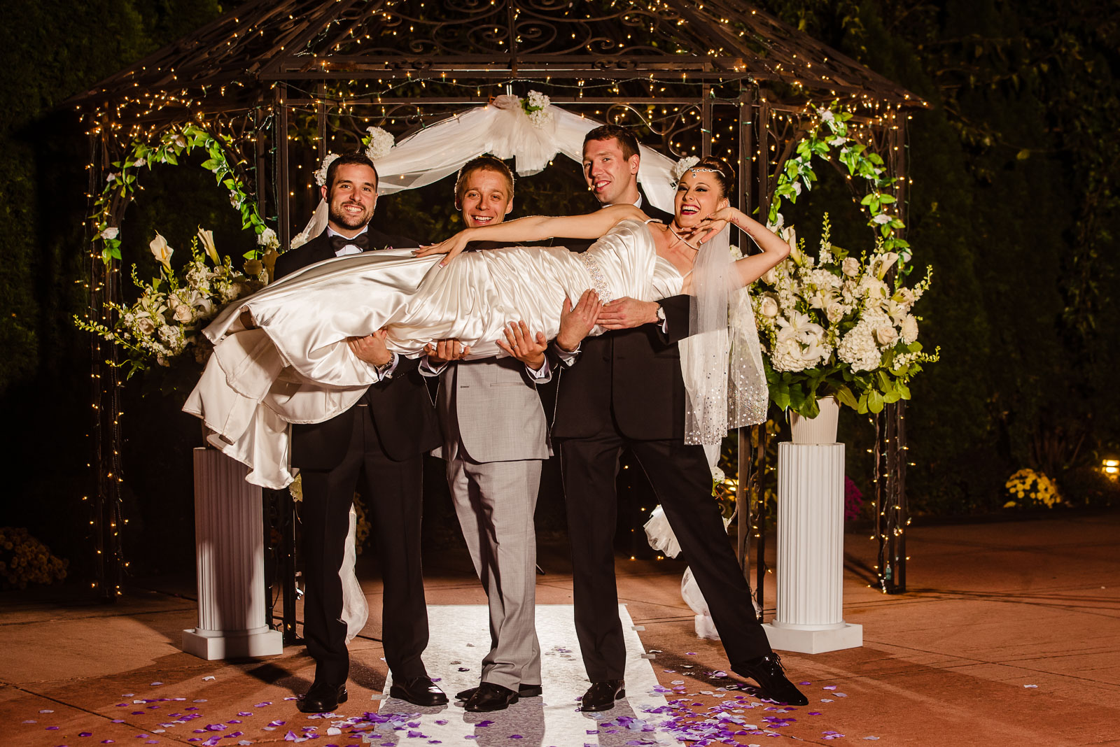 Groomsmen and bride