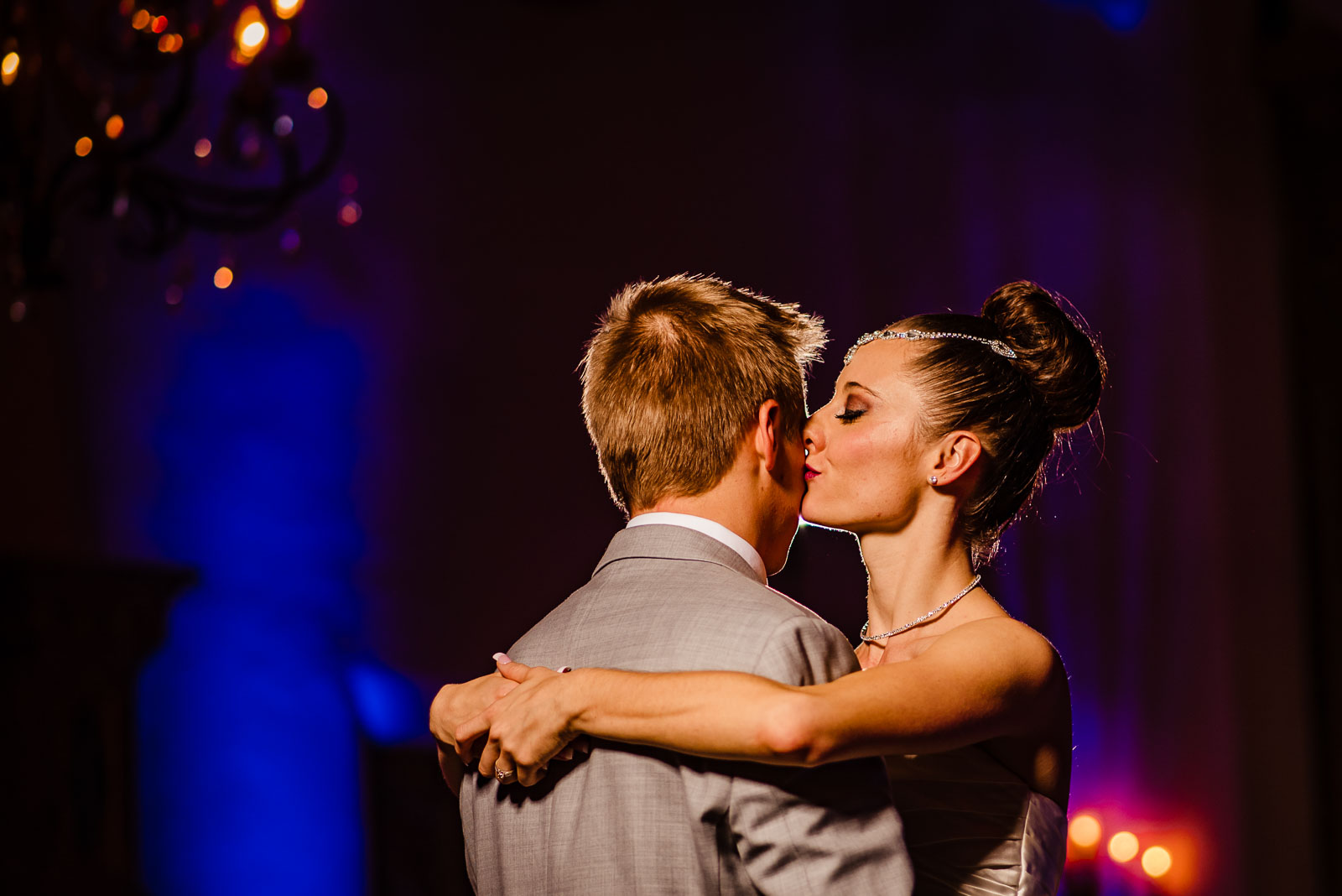 Bride kisses groom