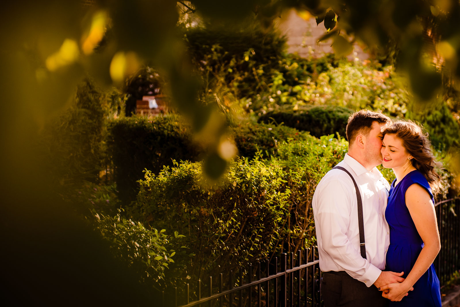 Couple portrait with trees