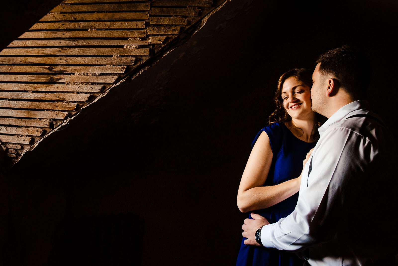 Couple's portrait on the attic