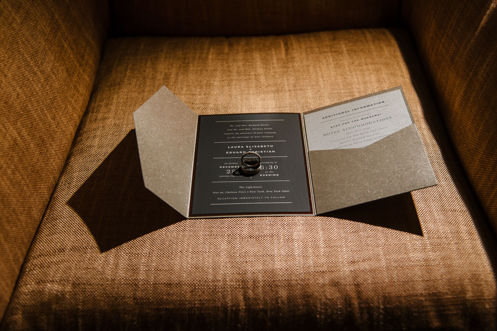 Invitation cards and wedding rings