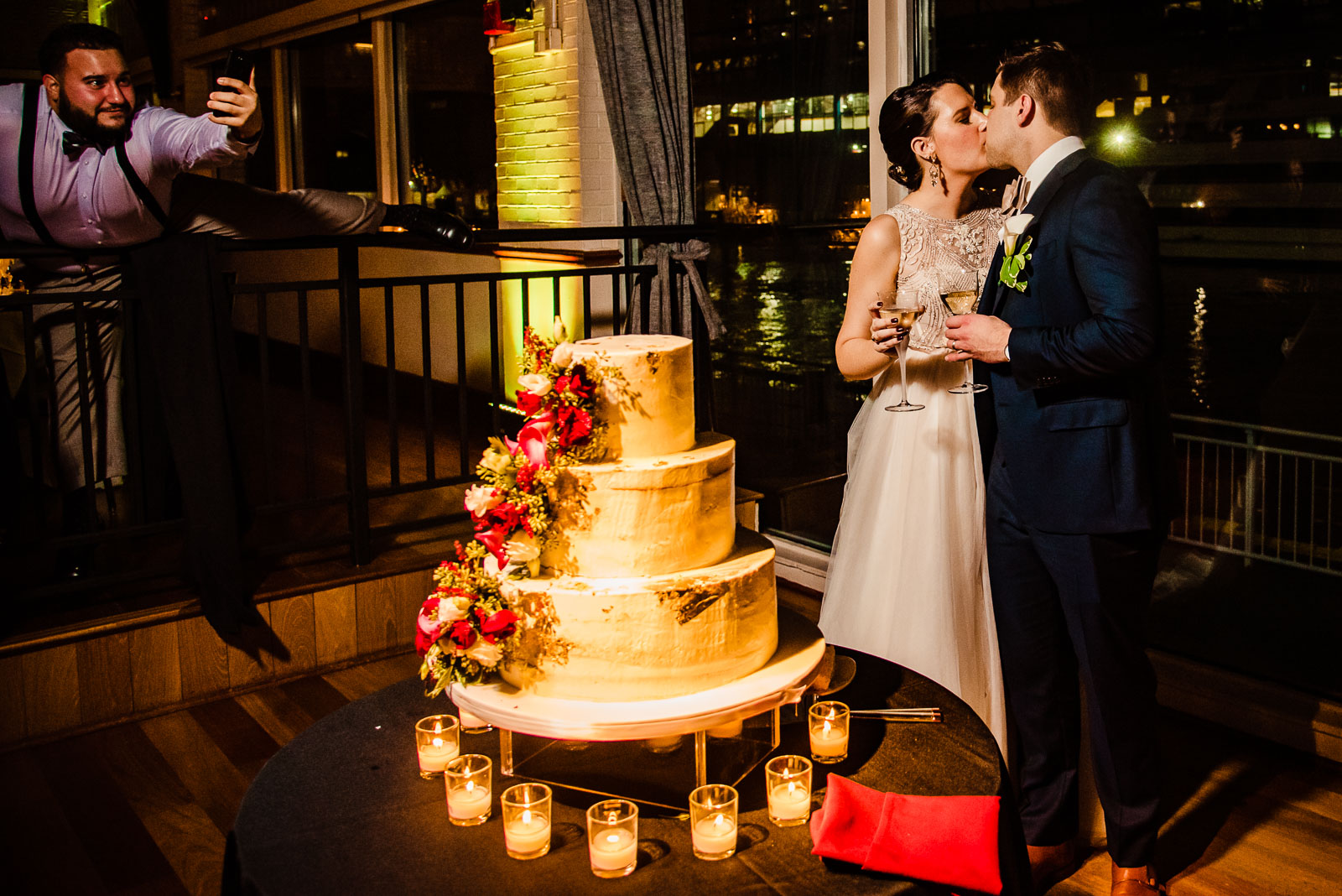 Bride and groom cake cutting