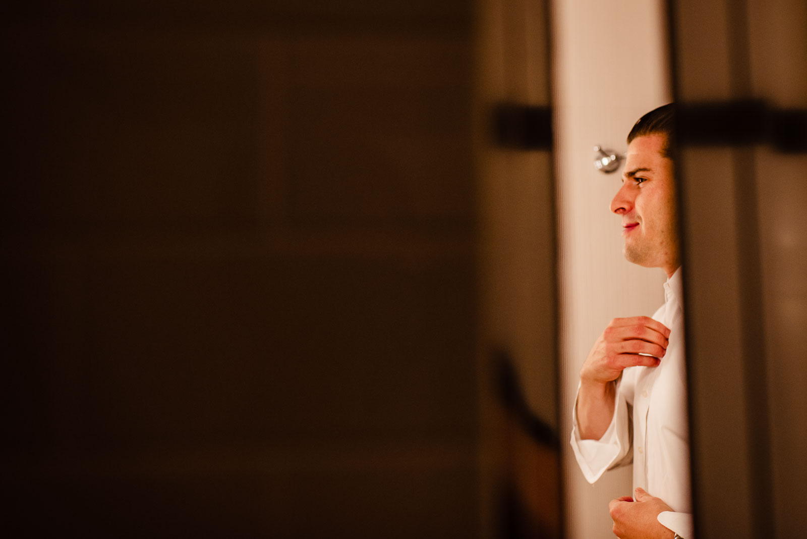 Groom getting ready