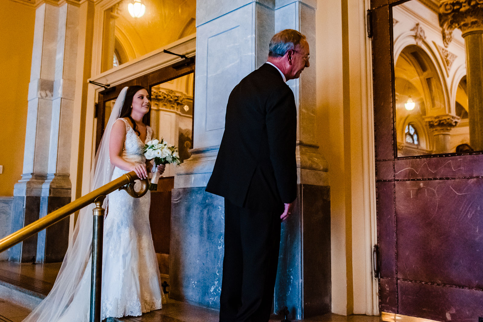Bride and dad before ceremony